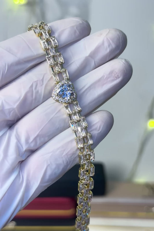 Eternal Heart Solitaire Bracelet - 24K Gold Edition