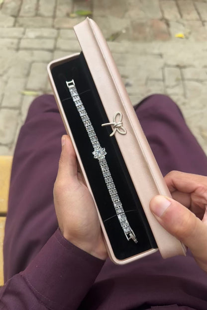 Floral Center Tennis Bracelet