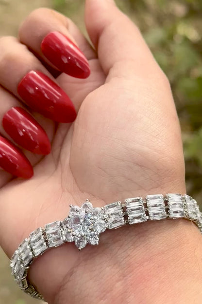 Floral Center Tennis Bracelet