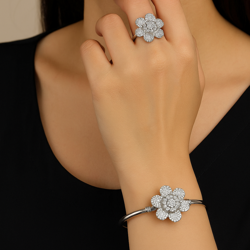 Crystal Blossom Bangle & Ring