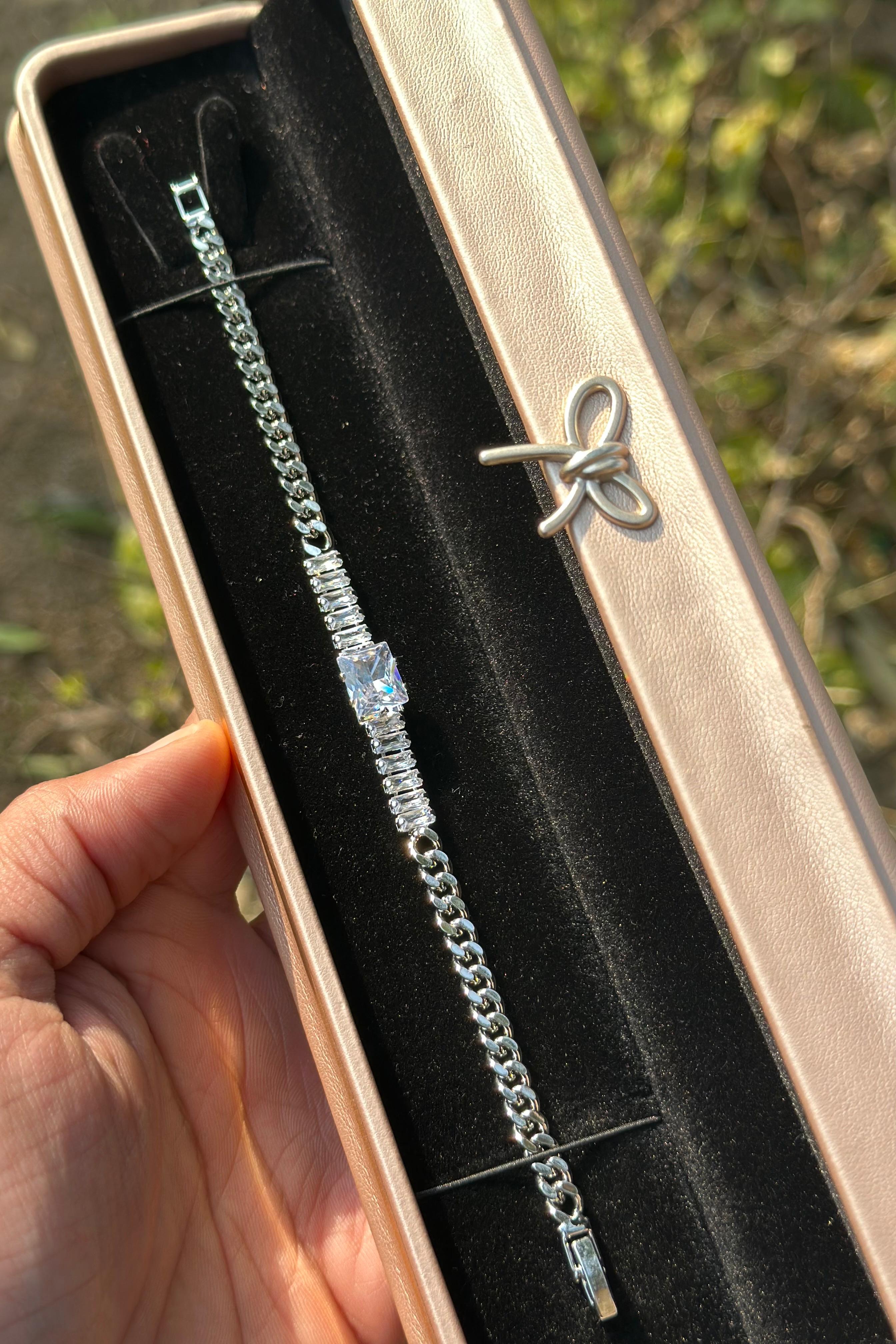 Square Stone Cuban Chain Bracelet