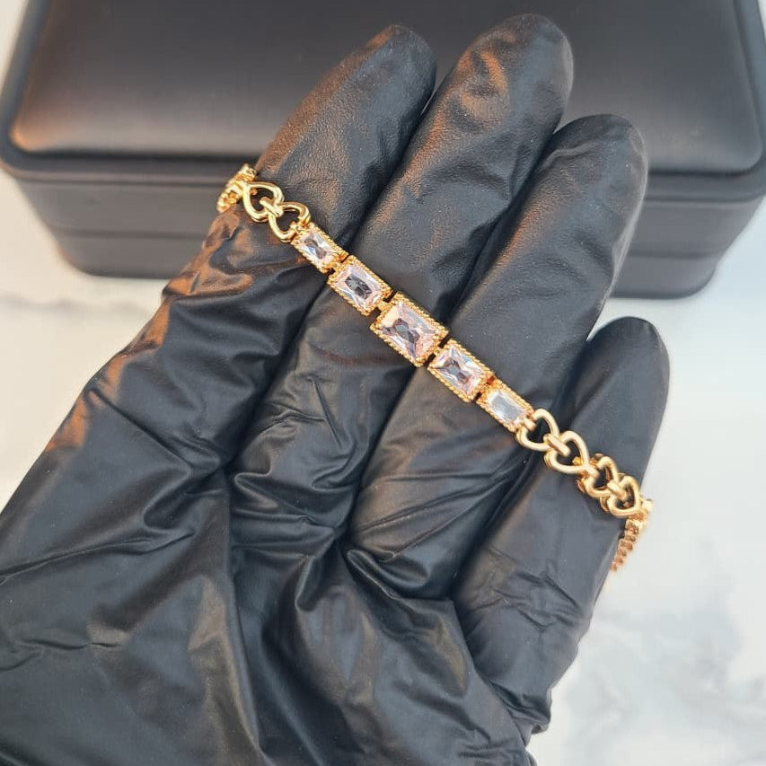 Radiant Square Tennis Bracelet - Gold Edition